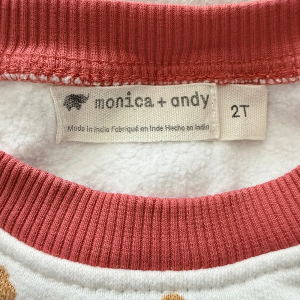Monica + Andy Toddler Sweatshirt 2T Organic Cotton Baseball Snack Print Kids - Picture 3 of 7